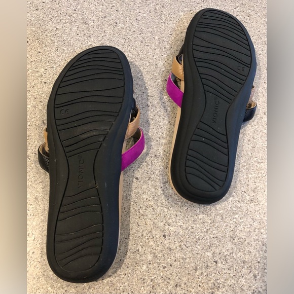 VIONIC Slide Sandal - DAVA Black/Tan/Fushia - Picture 4 of 5
